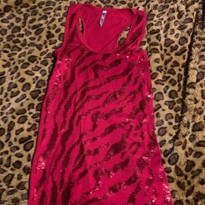 Red sequin tank top